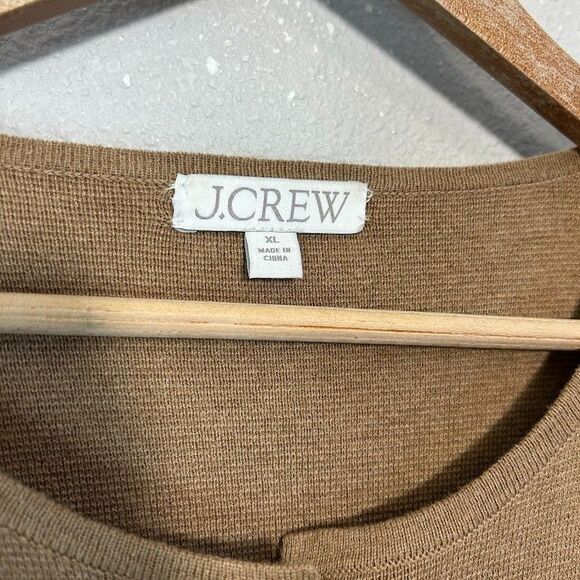 J.Crew Giselle Sweater Blazer XL Tan Knit Gold Buttons Classic Wool Blend - Picture 5 of 6